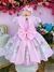 Vestido Infantil Rosa Jardim das Borboletas Strass Pérolas (2294RS) - loja online