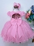 Vestido Infantil Rosa Chiclete C/ Bolinhas Peito Strass (2289RC) - comprar online