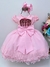 Imagem do Vestido Infantil Rosa C/ Renda Cinto Pérolas Strass Luxo (2204RQ)