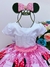 Vestido Infantil Rosa Floral Poá Peito Branco Strass (0156RS)