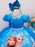 Vestido Infantil Frozen Azul Com Cinto de Pérolas Luxo (1595AZ)