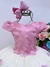 Vestido Infantil Rose e Off Aplique Flores Renda Luxo (4271RE)