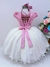 Vestido Infantil Rose e Off Aplique Flores Renda Luxo (4271RE) - comprar online