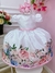 Vestido Infantil Branco Florido Rosas e Cinto Strass Pérolas (2256BR)