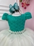 Vestido Infantil Verde C/ Renda Saia Off White Damas Longo (2208VQ) - comprar online