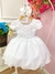 Vestido Infantil Branco C/ Bolinhas Cinto Pérolas Luxo (3143BC) - comprar online