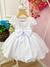 Vestido Infantil Branco C/ Bolinhas Cinto Pérolas Luxo (3143BC) - comprar online