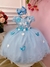 Vestido Infantil Azul Renda Aplique e Borboletas Flores (3562AY) - loja online