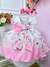 Vestido Infantil Branco Floral Rosa C/ Cinto Pérolas Festas (1600OF) - comprar online