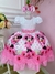 Vestido Infantil Minnie Rosa Bolinhas Pérolas Acompanha a Tiára (7508MR)