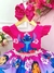 Vestido Infantil Amigos Pink e Azul Cinto Perolas (0664PK)