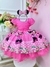 Vestido Infantil Rosa Chiclete Cinto de Pérolas Luxo (DLXMM) - loja online