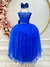 Vestido Infantil Damas de Honra Longo Azul Royal C/ Pérolas (2224AR)