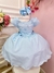 Vestido Infantil Azul C/ Aplique de Flores e Broche Luxo (3223AZ) - comprar online