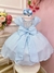 Vestido Infantil Azul C/ Aplique de Flores e Broche Luxo (3223AZ) na internet