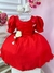 Vestido Infantil Vermelho Broche Flores Aplique Borboletas (3221VM)