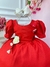 Vestido Infantil Vermelho Broche Flores Aplique Borboletas (3221VM)