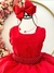 Vestido Infantil Vermelho Strass Luxo Festa Damas (590VM)