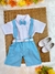 Conjunto Infantil Camisa Branca C/ Short Susp. e Gravata Azul (0060BZ)