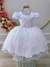 Vestido Infantil Branco C/ Renda e Cinto de Pérolas Luxo (1054BR)