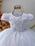 Vestido Infantil Branco C/ Renda e Cinto de Pérolas Luxo (1054BR) na internet