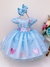 Vestido Infantil Azul Claro Jardim Encantado Super Luxo (2196AZ) na internet