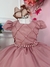 Vestido Infantil Rose Peito Nervura C/ Cinto de Pérolas Luxo (7504RE) - comprar online