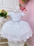 Vestido Infantil Branco Cinto Pérolas Damas Casamento Luxo (7504BR)