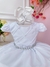 Imagem do Vestido Infantil Branco Cinto Pérolas Damas Casamento Luxo (7504BR)