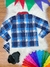 Camisa Flanelada Xadrez Junino Azul C/ Lenço e Gravata (0420AZ)