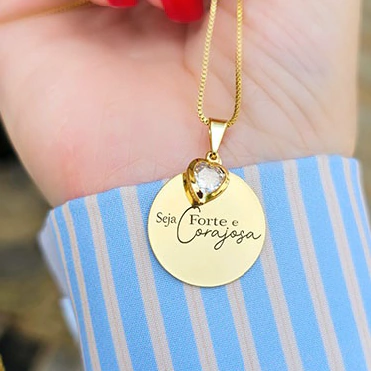 Colar Medalha Frase Personalizada