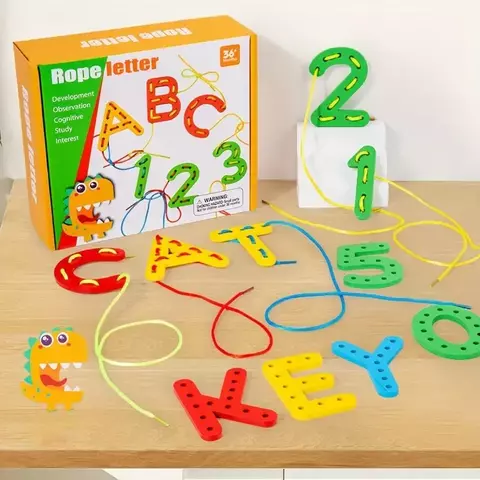 JUEGO DE APRENDIZAJE DE NUMEROS Y LETRAS DE MADERA