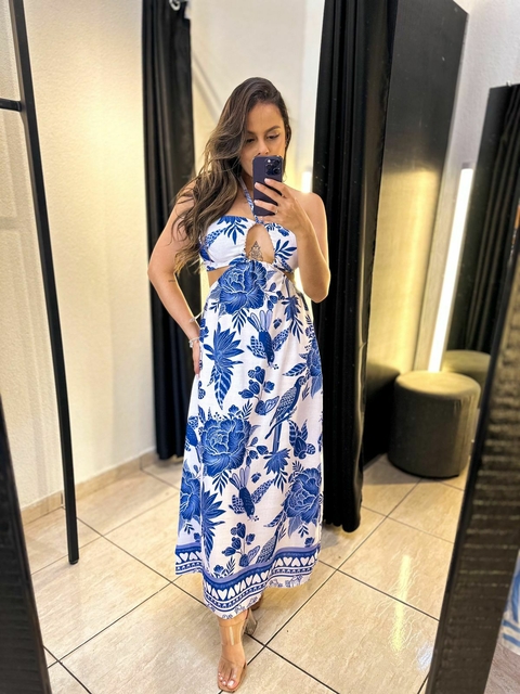 Vestido decote tropical bojo