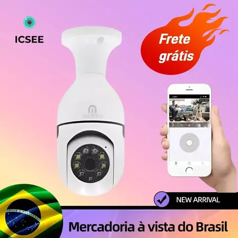 Câmera de segurança com rastreamento automático de 2 vias PTZ WiFi Lâmpada E