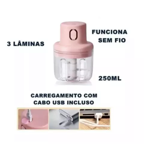 Mini Processador De Cozinha Doméstica, 250ml, Fixação Rápida Sem, USB