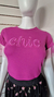 Blusa Fúcsia Com Mangas Em Tule Com Brilho