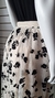 Saia em Tule Bege Com Floral Em Alto Relevo - Abba Moda Evangélica