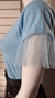 Blusa Azul Com Mangas Em Tule Com Brilho - Abba Moda Evangélica