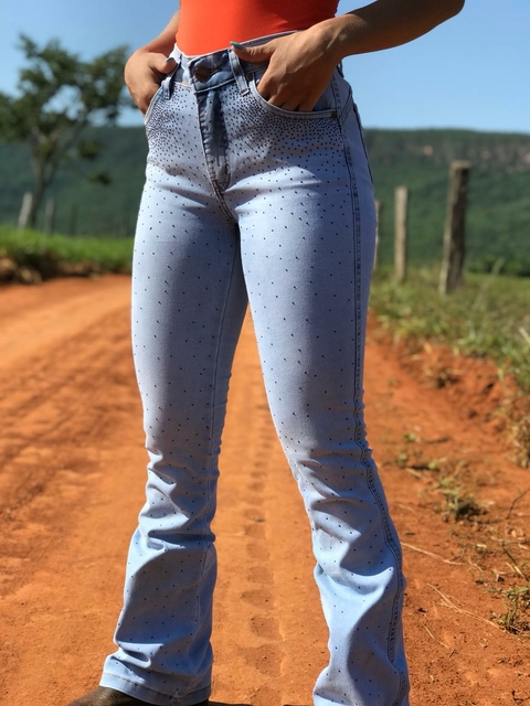 JEANS BRAVE SIERRA strass dourado