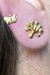 Brinco Duo De árvore E Borboleta Banhado Em Ouro 18k