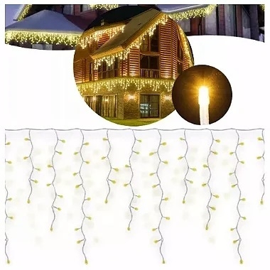 Cascata com 120 LEDs Branco quente 8 funções 3mx0,64m tomada macho e fêmea bivolt IP44 uso externo. - comprar online