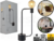 Luminária de mesa Aramis com entrada USB 40X21cm aço preto fosco.