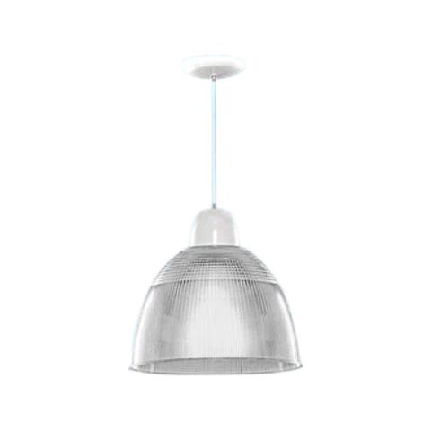 Luminária prismática 22 polegadas com soqueteira em alumínio e cabo PP branco E27.