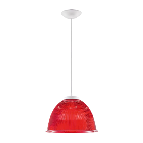 Luminária prismática 22 polegadas em acrílico vermelho e cabo PP branco E-27.