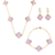 Conjunto Dourado Trevo Rosa