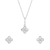 Conjunto Prateado de Trevo Cravejado de Zircônia - comprar online
