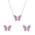 Conjunto Prateado de Borboletas Cravejado de Zircônia Rosa - comprar online