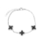 Pulseira Prateada de Trevos Pretos Cravejados de Zircônia - comprar online
