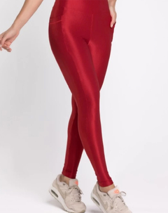 Legging Canelada compressão com bolso Vermelha - Dedemelon Fitness