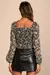 Blusa Feminina Franzida Floral Mangas Longas - loja online